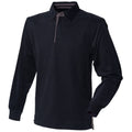 Black - Front - Front Row Mens Super Soft Long Sleeve Rugby Polo Shirt