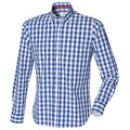 Blue Check - Front - Front Row Mens Checked Casual Cotton Shirt