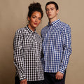 Blue Check - Back - Front Row Mens Checked Casual Cotton Shirt