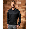 Black - Side - Premier Mens Long Sleeve Coolchecker Pique Polo Shirt