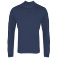 Navy - Front - Premier Mens Long Sleeve Coolchecker Pique Polo Shirt