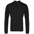 Black - Front - Premier Mens Long Sleeve Coolchecker Pique Polo Shirt