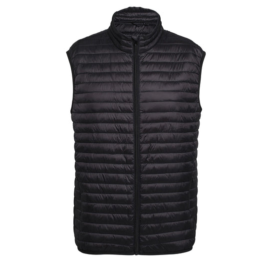 Black - Front - 2786 Mens Tribe Fineline Padded Gilet-Bodywarmer