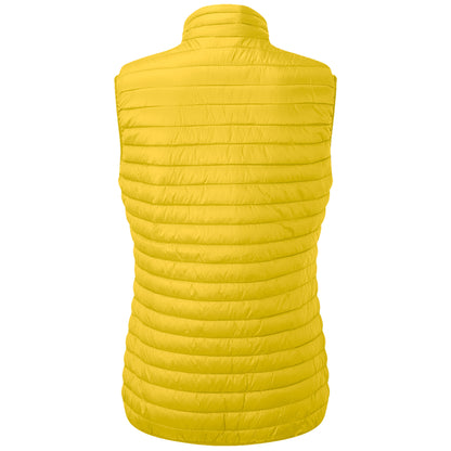 Bright Yellow - Back - 2786 Womens-Ladies Tribe Fineline Padded Gilet-Bodywarmer