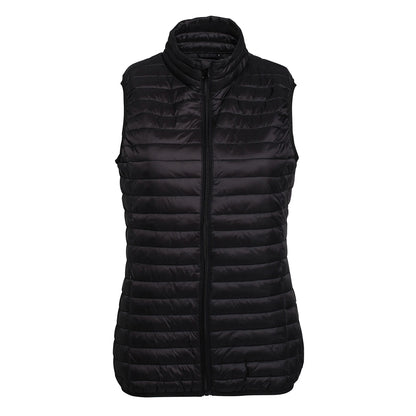 Black - Front - 2786 Womens-Ladies Tribe Fineline Padded Gilet-Bodywarmer