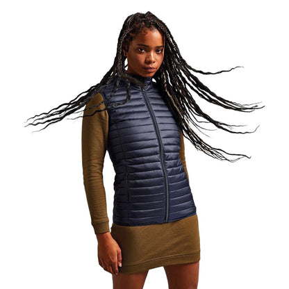 Navy - Side - 2786 Womens-Ladies Tribe Fineline Padded Gilet-Bodywarmer