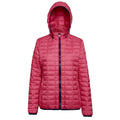 Red - Front - 2786 Womens-Ladies Honeycomb Padded Hooded Jacket