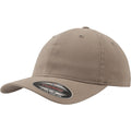 Khaki - Front - Flexfit Garment Washed Cotton Dad Baseball Cap