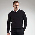 Black - Back - Glenmuir Lomond V-Neck Lambswool Sweater - Knitwear