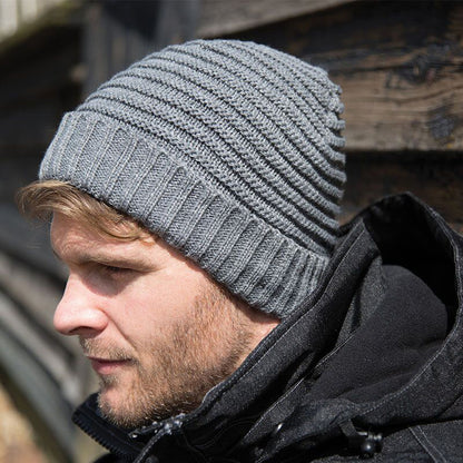 Cool Grey - Back - Result Winter Essentials Braided Beanie Hat
