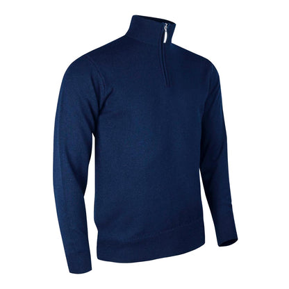 Navy - Front - Glenmuir Oban - Lambswool 1-4 Zip Sweater - Sweatshirt