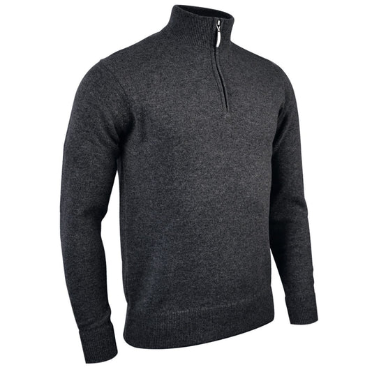 Charcoal Grey Marl - Front - Glenmuir Oban - Lambswool 1-4 Zip Sweater - Sweatshirt