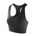 Black - Front - Spiro Womens-Ladies Softex Stretch Sports Sleeveless Crop Top