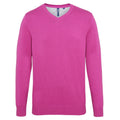 Orchid Heather - Front - Asquith & Fox Mens Cotton Rich V-Neck Sweater