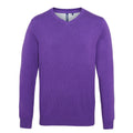 Purple Heather - Front - Asquith & Fox Mens Cotton Rich V-Neck Sweater