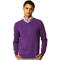 Purple Heather - Back - Asquith & Fox Mens Cotton Rich V-Neck Sweater