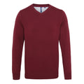 Burgundy - Front - Asquith & Fox Mens Cotton Rich V-Neck Sweater