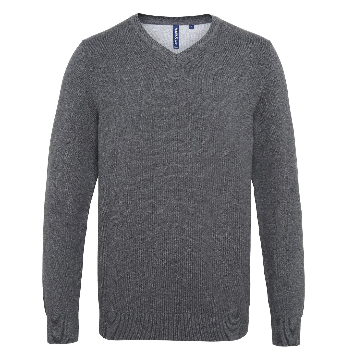Charcoal - Front - Asquith & Fox Mens Cotton Rich V-Neck Sweater