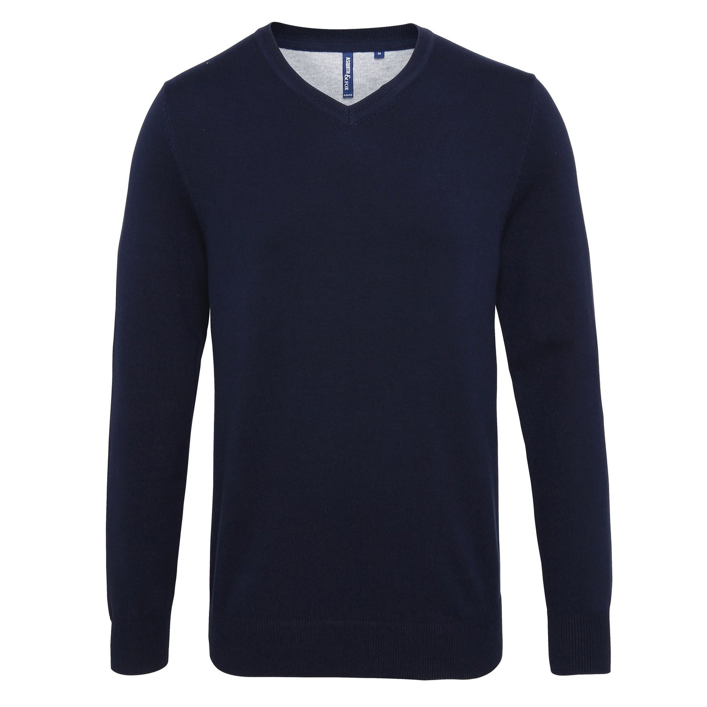 French Navy - Front - Asquith & Fox Mens Cotton Rich V-Neck Sweater