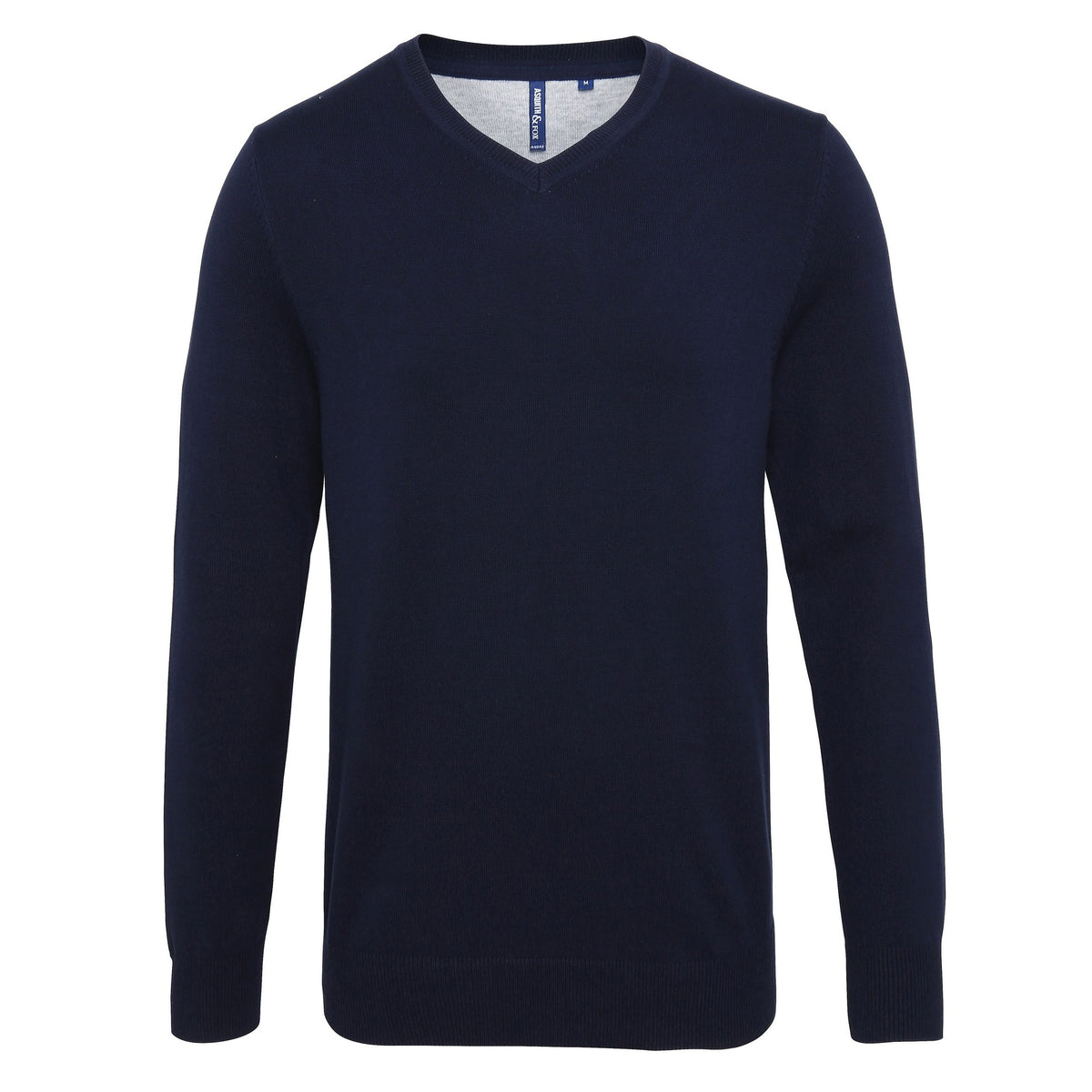 French Navy - Front - Asquith & Fox Mens Cotton Rich V-Neck Sweater