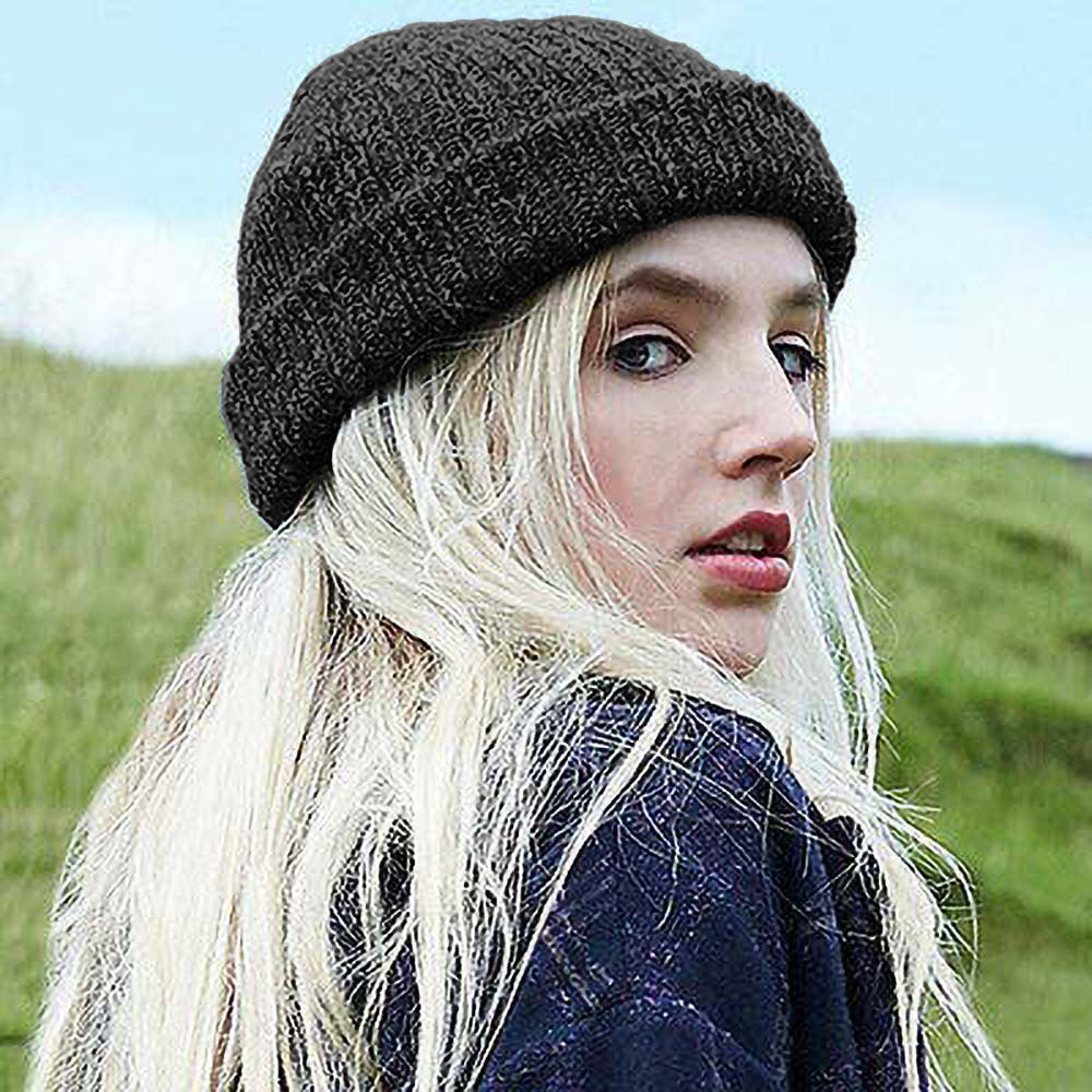 Black Fleck - Back - Beechfield Unisex Adults Glencoe Knitted Winter Beanie Hat