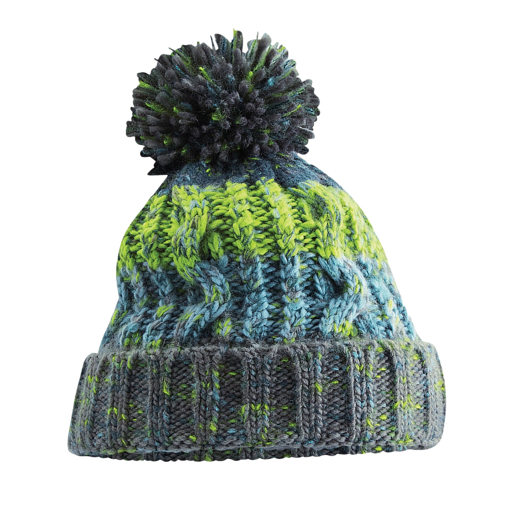 Electric Grey - Back - Beechfield Unisex Adults Corkscrew Knitted Pom Pom Beanie Hat