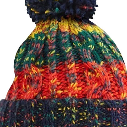 Crackling Campfire - Back - Beechfield Unisex Adults Corkscrew Knitted Pom Pom Beanie Hat