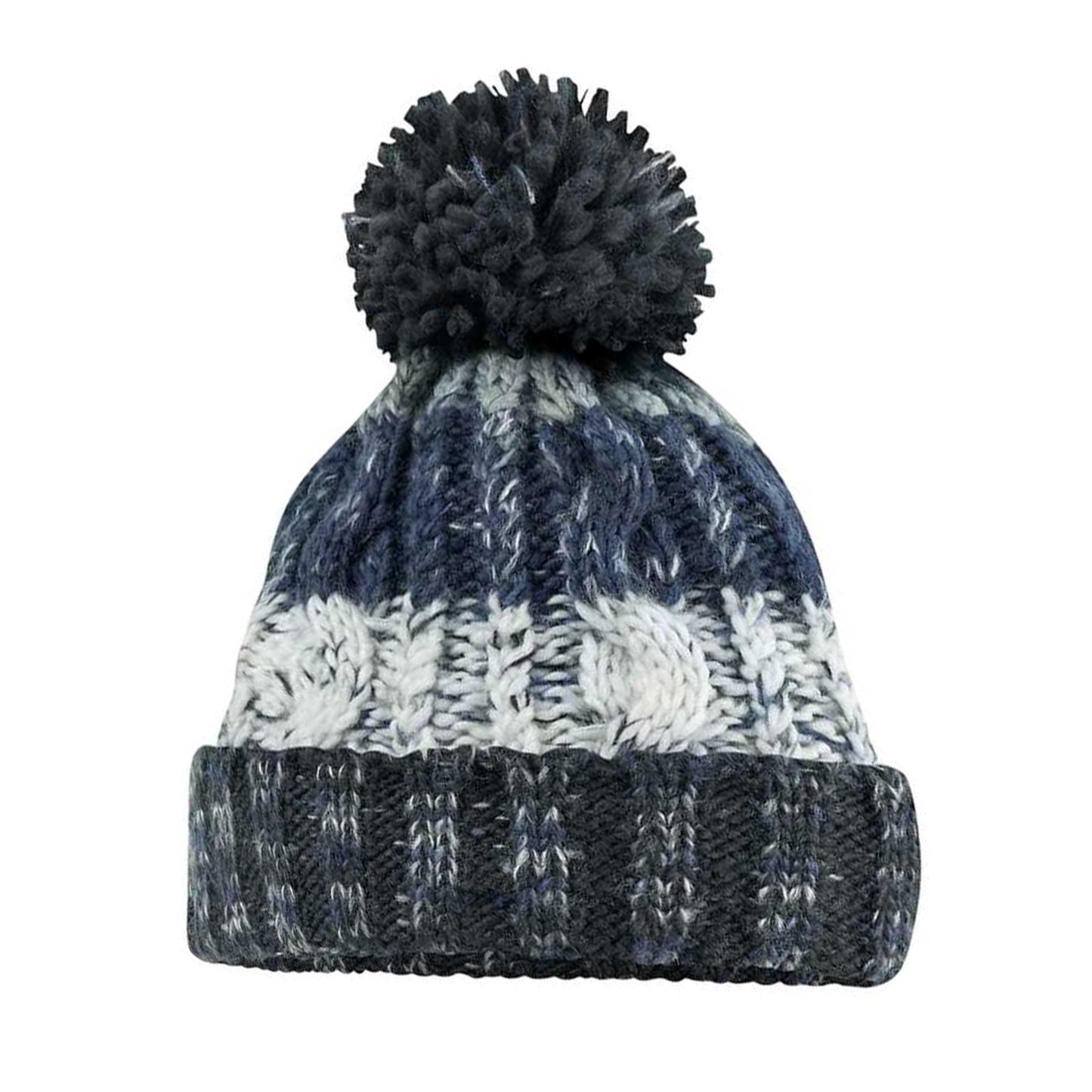Arctic Dawn - Back - Beechfield Unisex Adults Corkscrew Knitted Pom Pom Beanie Hat