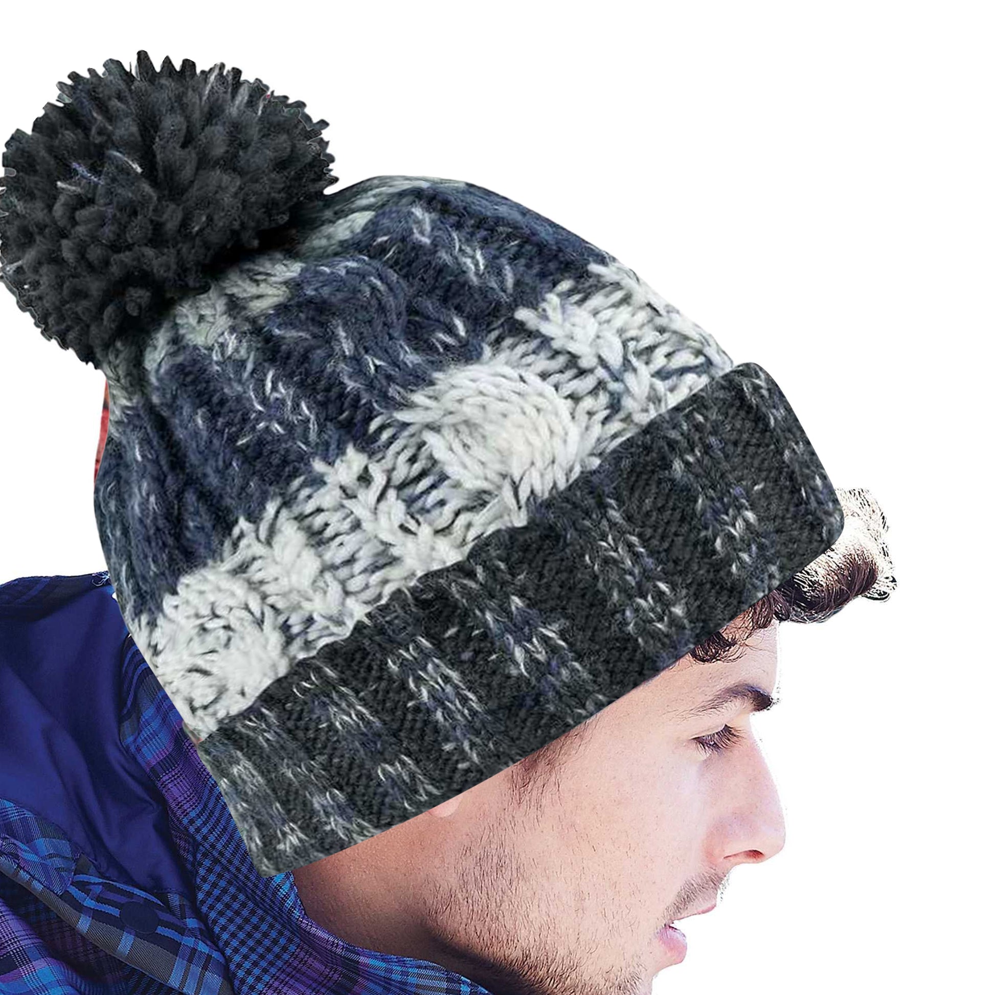 Arctic Dawn - Side - Beechfield Unisex Adults Corkscrew Knitted Pom Pom Beanie Hat