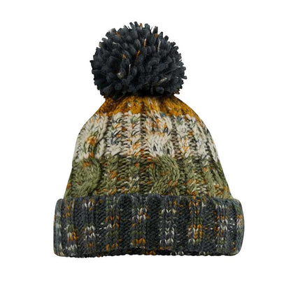 Autumn Moss - Back - Beechfield Unisex Adults Corkscrew Knitted Pom Pom Beanie Hat