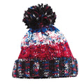 Marine Splash - Back - Beechfield Unisex Adults Corkscrew Knitted Pom Pom Beanie Hat