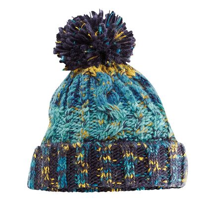 Marine Splash - Back - Beechfield Unisex Adults Corkscrew Knitted Pom Pom Beanie Hat