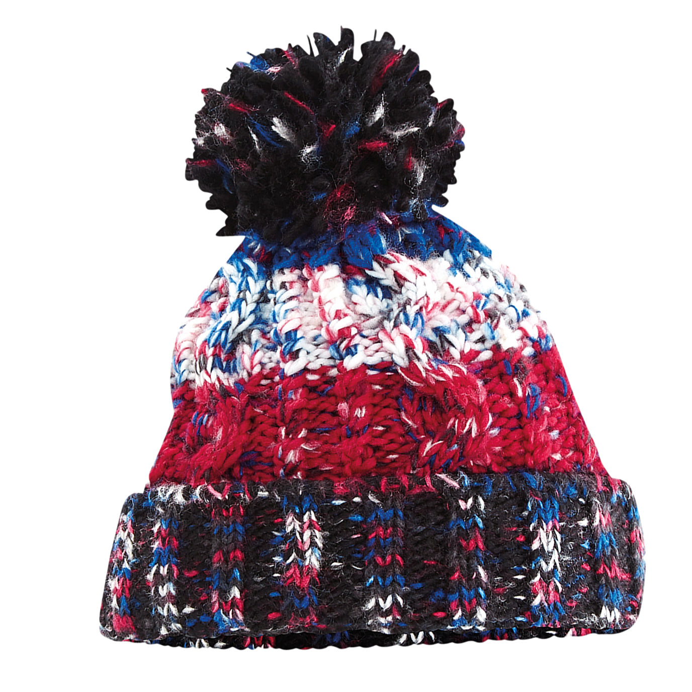 Black Jacks - Back - Beechfield Unisex Adults Corkscrew Knitted Pom Pom Beanie Hat
