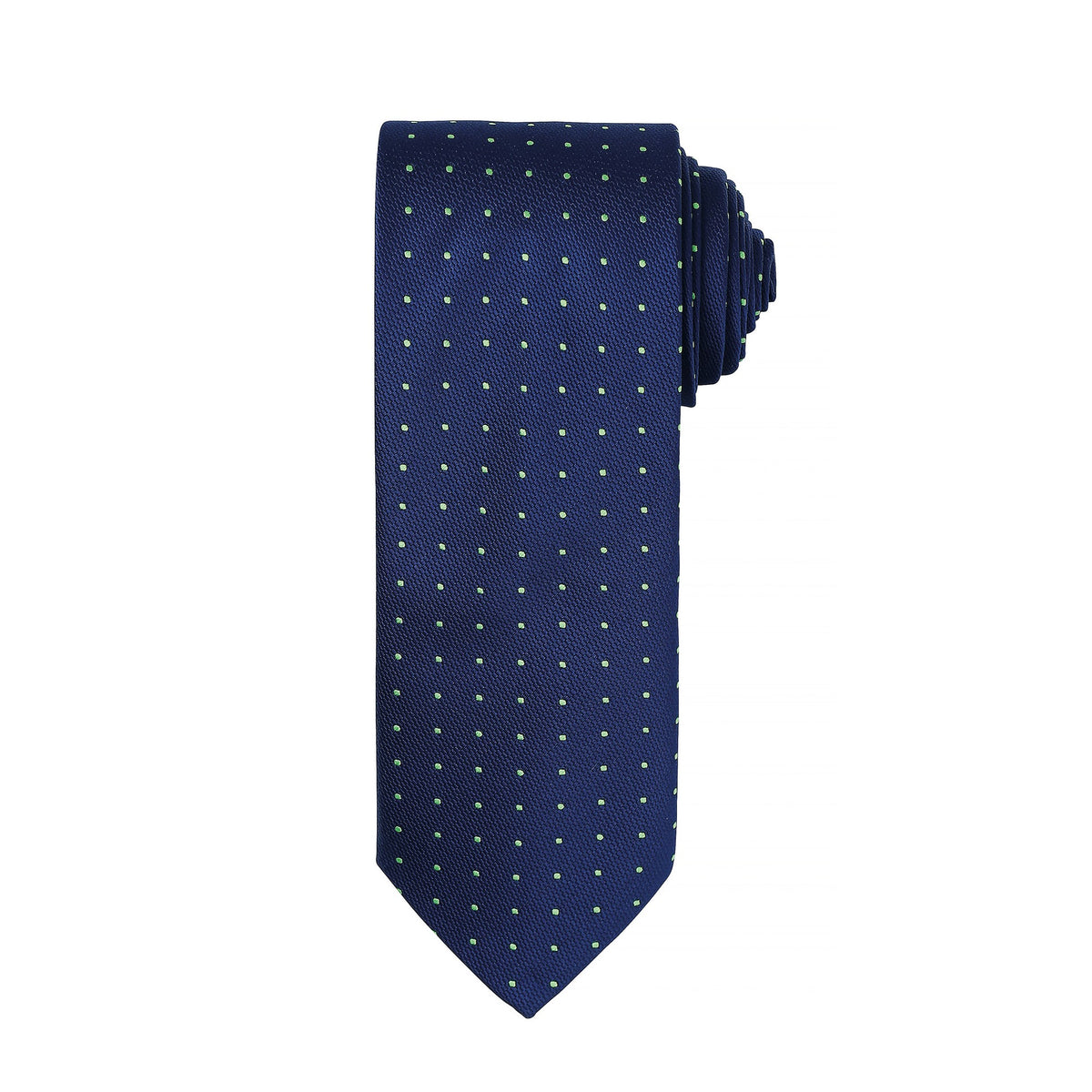 Navy- Lime - Front - Premier Mens Micro Dot Pattern Formal Work Tie