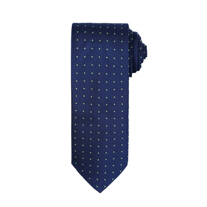 Navy- Lime - Front - Premier Mens Micro Dot Pattern Formal Work Tie