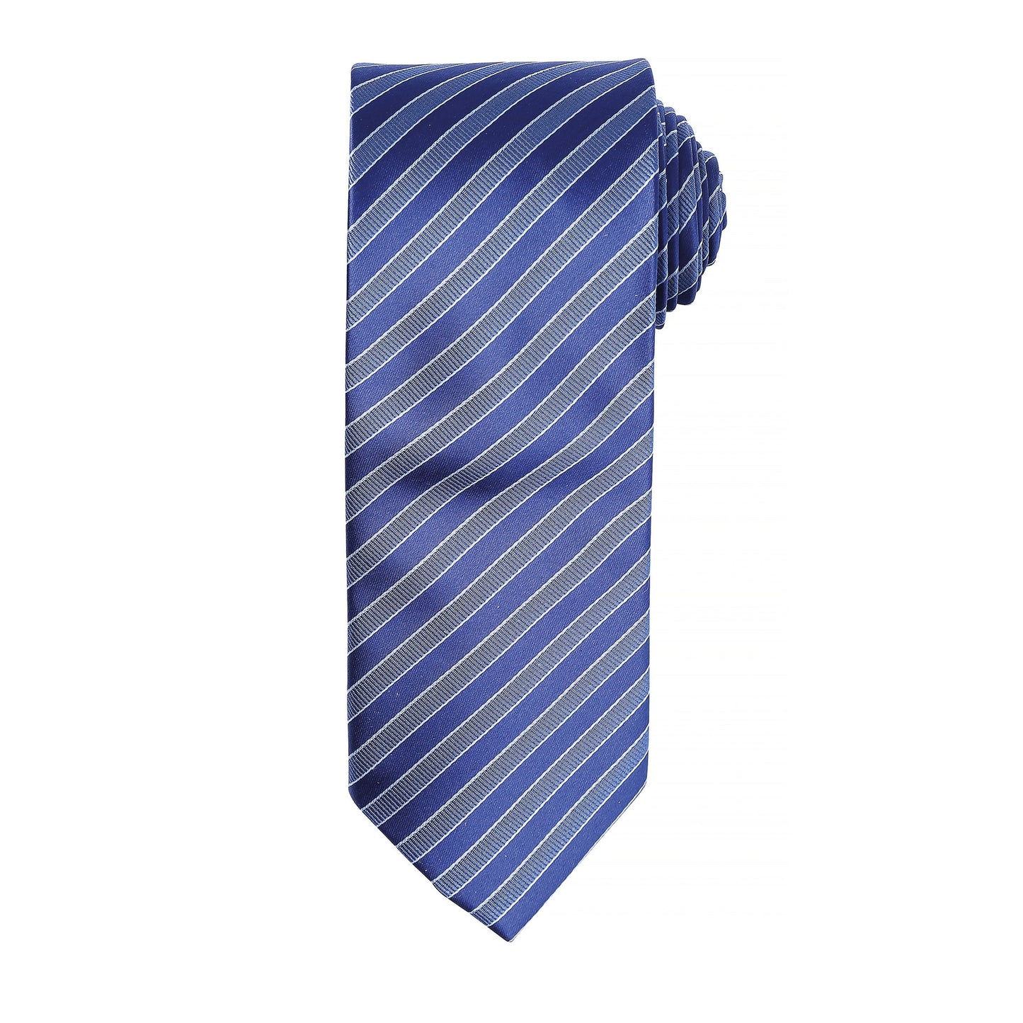 Navy-Blue - Front - Premier Mens Double Stripe Pattern Formal Business Tie
