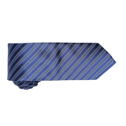 Navy-Blue - Back - Premier Mens Double Stripe Pattern Formal Business Tie