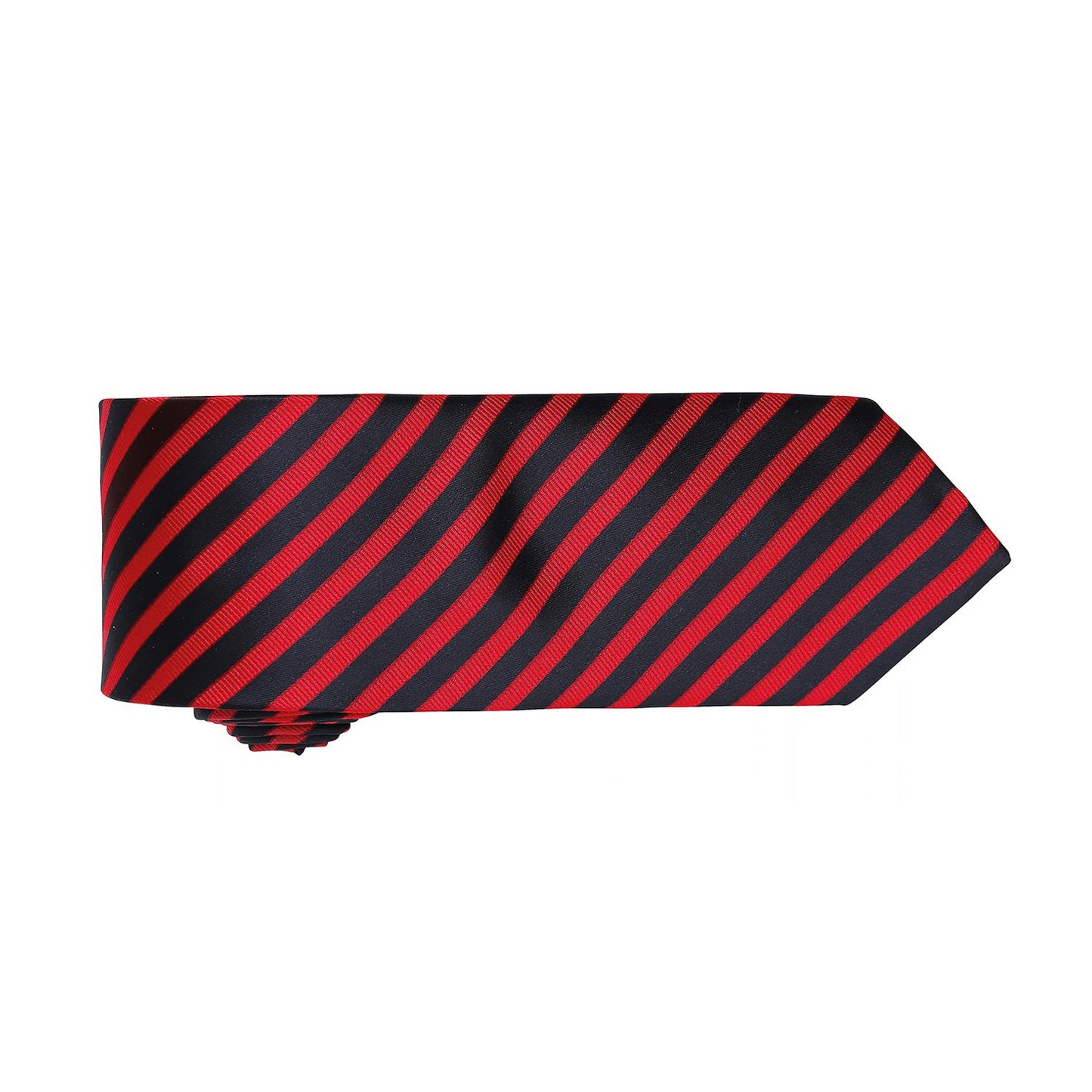 Red-Black - Back - Premier Mens Double Stripe Pattern Formal Business Tie