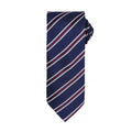 Navy-Aubergine - Front - Premier Mens Waffle Stripe Formal Business Tie