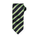 Black-Lime - Front - Premier Mens Waffle Stripe Formal Business Tie
