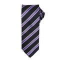 Black-Rich Violet - Front - Premier Mens Waffle Stripe Formal Business Tie