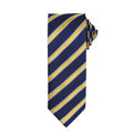 Navy-Gold - Front - Premier Mens Waffle Stripe Formal Business Tie