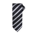 Black-Dark Grey - Front - Premier Mens Waffle Stripe Formal Business Tie