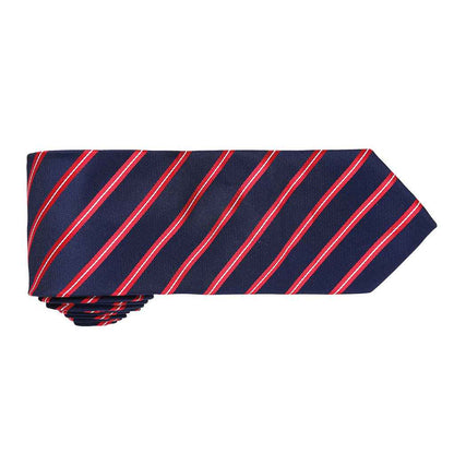 Navy- Red - Back - Premier Mens Sports Stripe Pattern Formal Work Tie