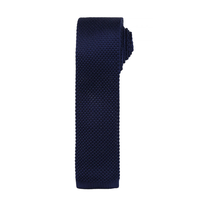 Navy - Front - Premier Mens Slim Textured Knit Effect Tie