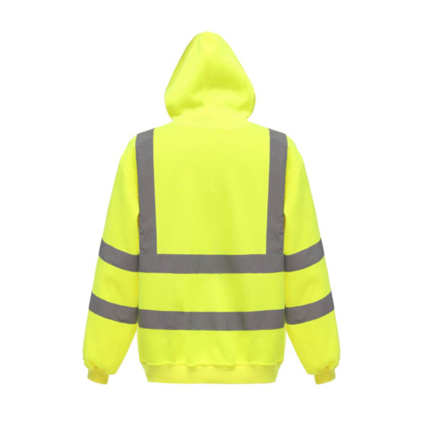 Yellow - Back - Yoko Mens Hi Visibility Full Zip Reflective Work Hoodie