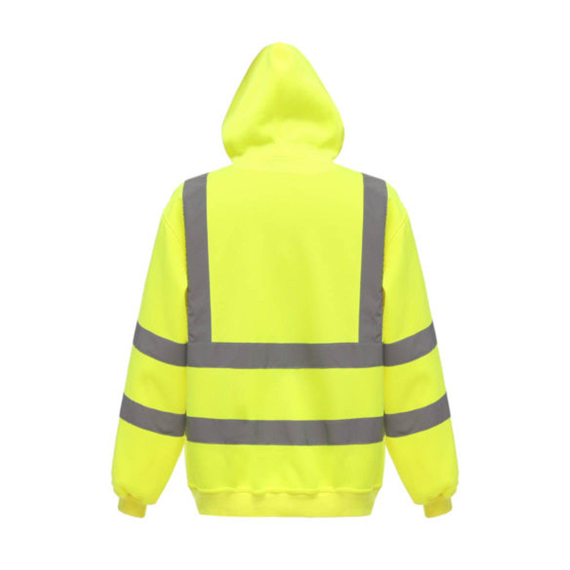 Yellow - Back - Yoko Mens Hi Visibility Full Zip Reflective Work Hoodie