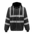 Black - Front - Yoko Mens Hi Visibility Full Zip Reflective Work Hoodie