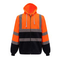 Orange- Navy - Front - Yoko Mens Hi Visibility Full Zip Reflective Work Hoodie