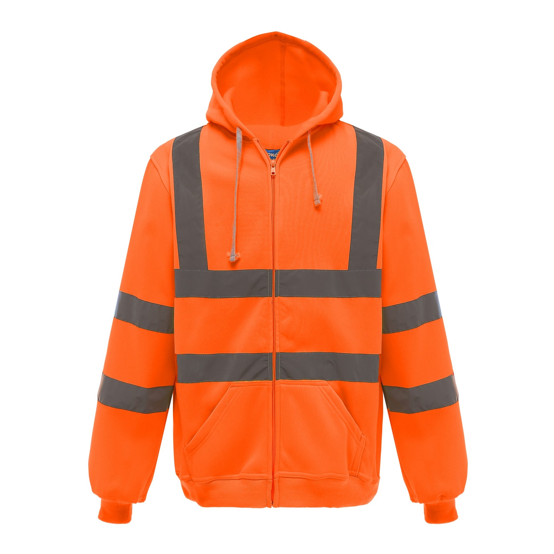 Orange - Front - Yoko Mens Hi Visibility Full Zip Reflective Work Hoodie